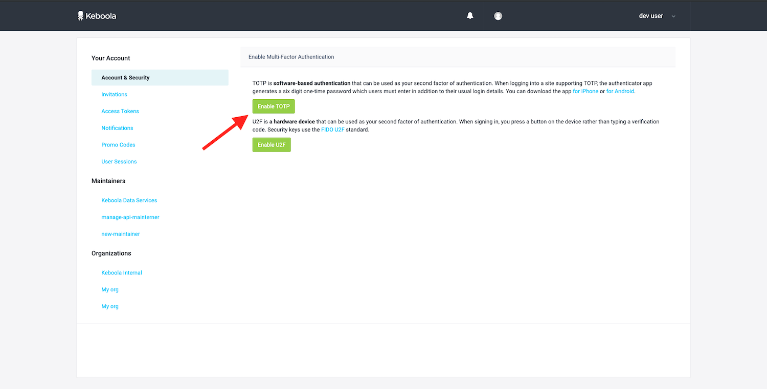 Screenshot -- Enable MFA -- Step 2