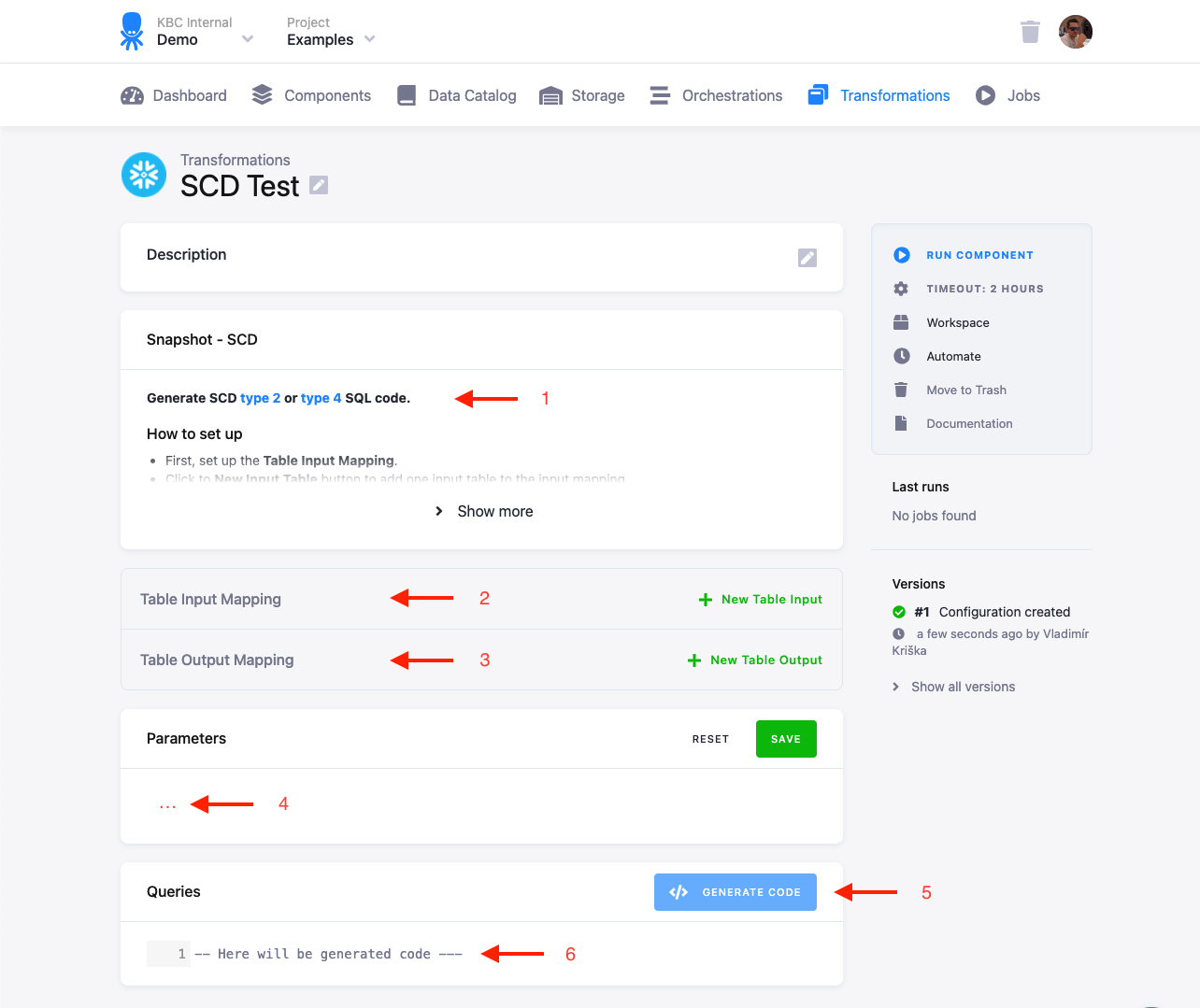 Screenshot -- Code pattern user interface